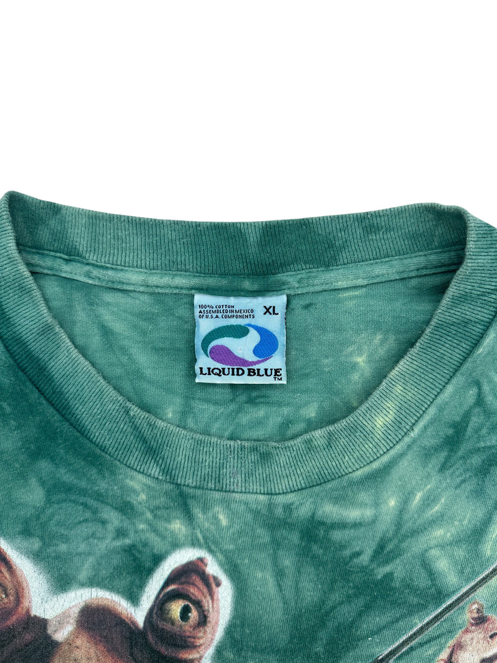 Exile Vintage Liquid Blue Jar Jar Binks T-shirt collar tag showing size XL and 100 percent cotton material
