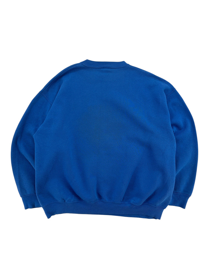 Back view of a vintage blue Exile Vintage Minnesota Twins crewneck sweatshirt in size XL