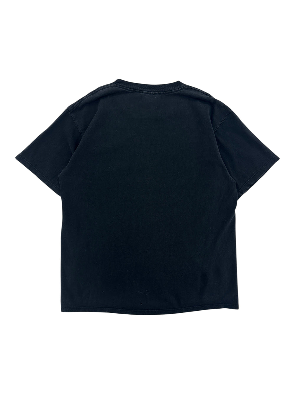 Back view of a plain black Exile Vintage Molson Ex sports promo t-shirt in size large.