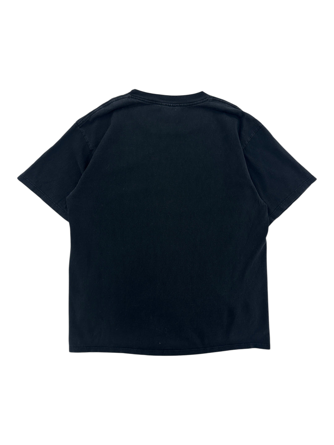 Back view of a plain black Exile Vintage Molson Ex sports promo t-shirt in size large.