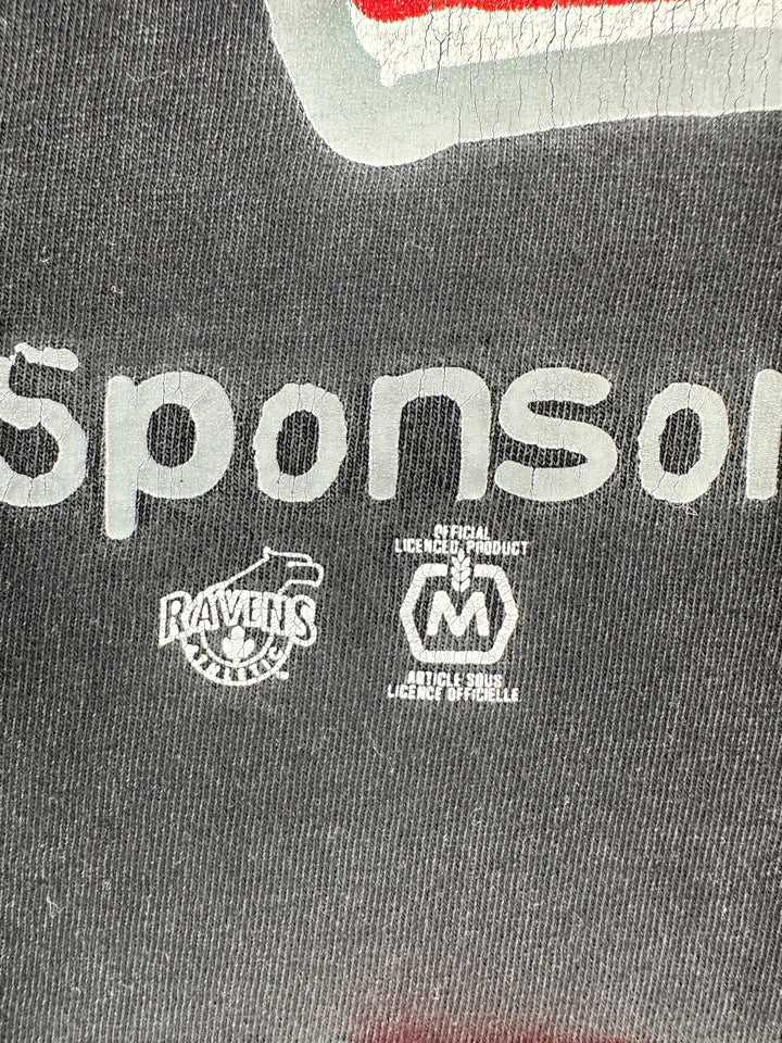 Exile Vintage Molson Ex sports promo t-shirt featuring Ravens Athletics and official licensed product logos