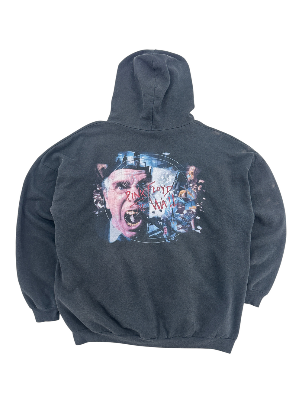 Exile Vintage black 1990s Pink Floyd The Wall graphic hoodie, size XL, featuring a distressed band print on the back.