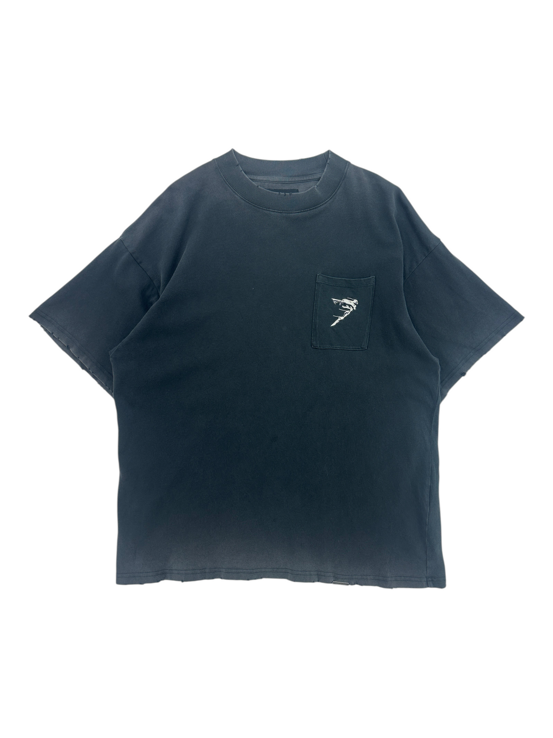 Exile Vintage Represent Clo. Fallen Spirit black cotton t-shirt with a small chest pocket graphic