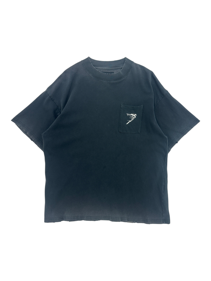 Exile Vintage Represent Clo. Fallen Spirit black cotton t-shirt with a small chest pocket graphic