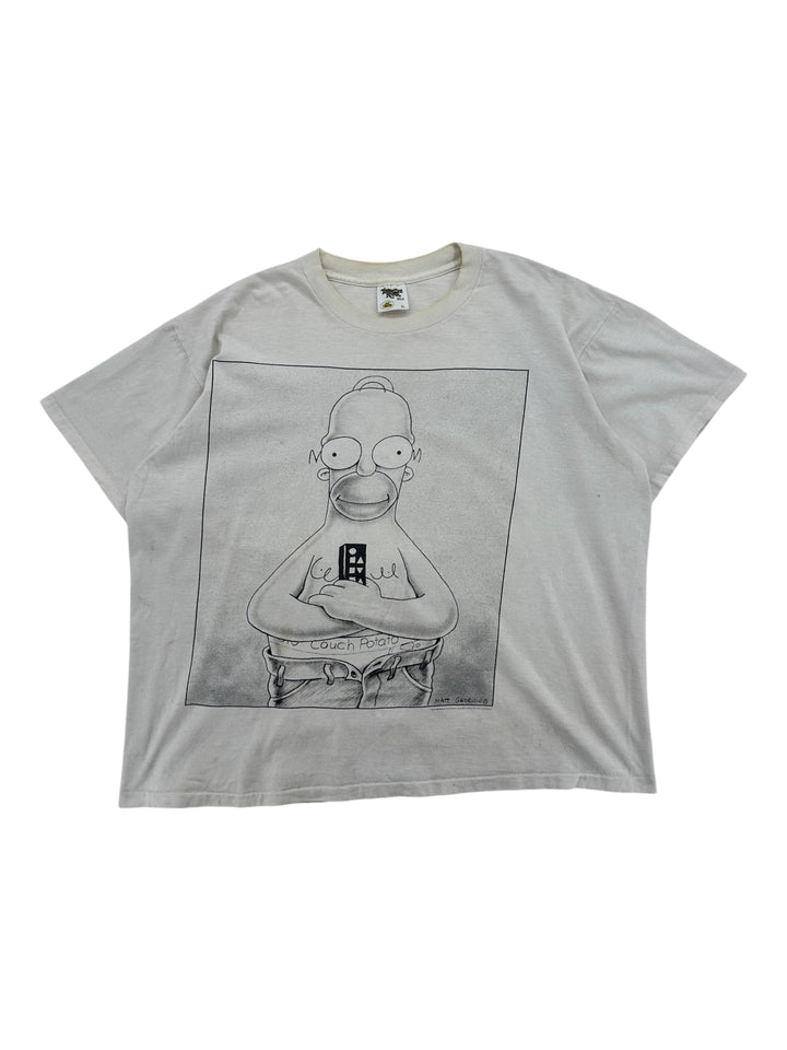 Exile Vintage 1990s white The Simpsons Homer Simpson Couch Potato graphic t-shirt in size XL
