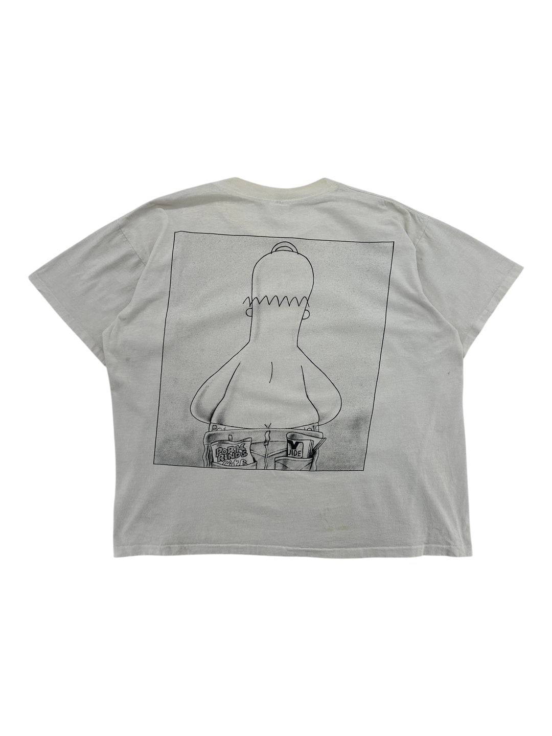 Exile Vintage 1990s white The Simpsons Couch Potato graphic t-shirt featuring Homer Simpson back print