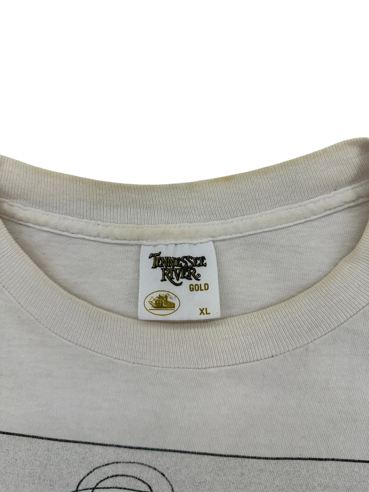 Exile Vintage 1990s The Simpsons Couch Potato T-shirt tag showing Tennessee River Gold branding and size XL