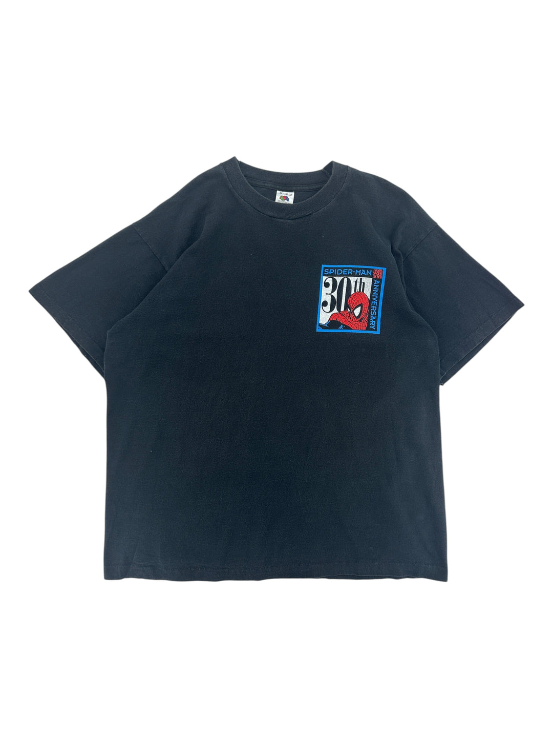 Exile Vintage black 1990s Spider-Man 30th Anniversary graphic T-shirt in size XL with a small chest print