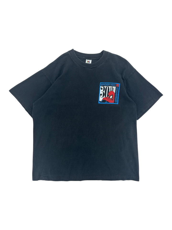 Exile Vintage black 1990s Spider-Man 30th Anniversary graphic T-shirt in size XL with a small chest print