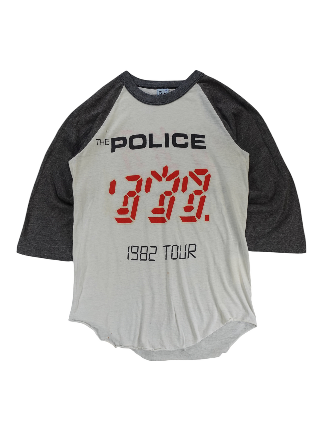 Exile Vintage 1982 The Police Ghost In The Machine baseball t-shirt with grey sleeves and white body