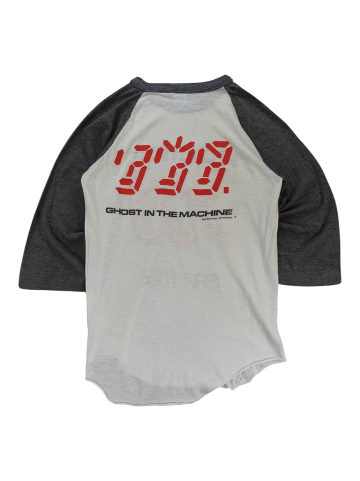 Exile Vintage 1982 The Police Ghost In The Machine raglan t-shirt with grey sleeves and red graphic print
