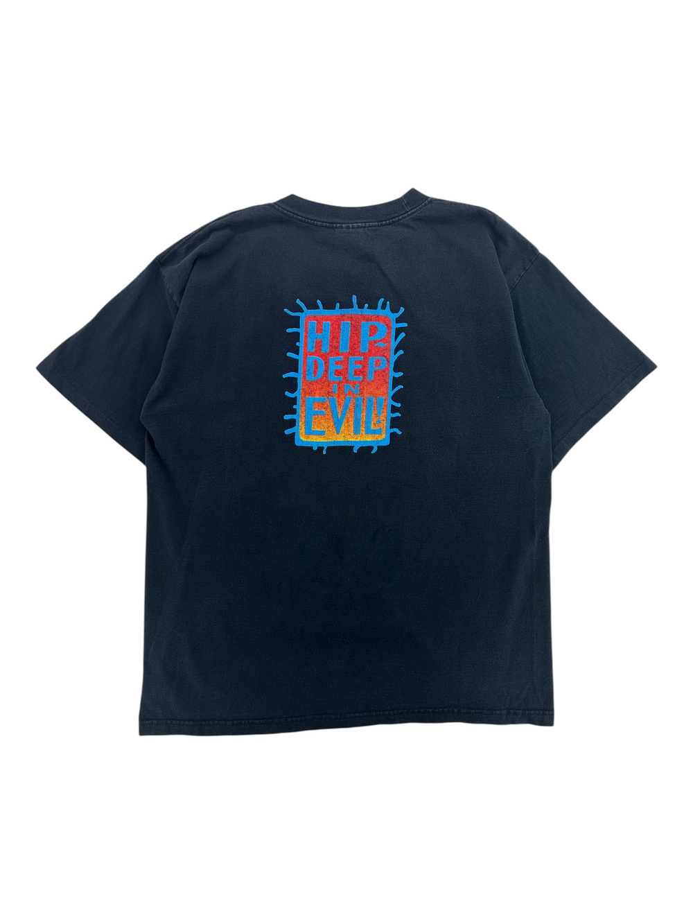 Exile Vintage black 1990s The Tick T-shirt featuring a Hip Deep In Evil graphic on the back