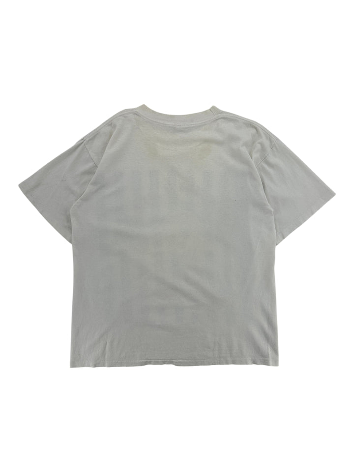 Back view of a vintage white 1990s Tweety Bird gym t-shirt from Exile Vintage