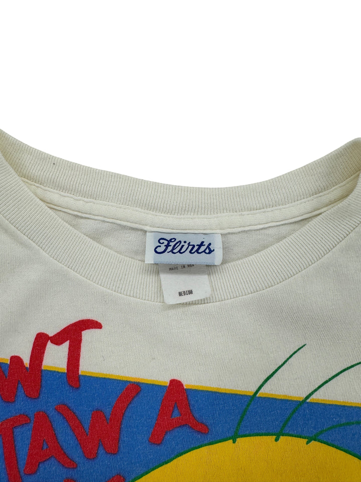 Exile Vintage 1990s Tweety Bird t-shirt featuring a white cotton fabric and a Flirts brand neck label