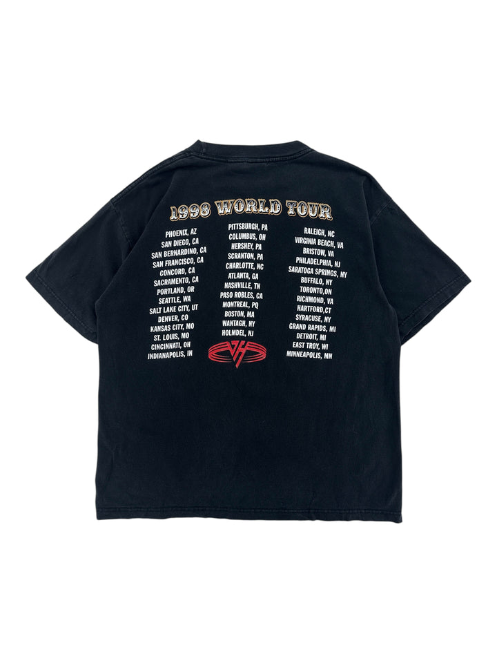 Exile Vintage black 1998 Van Halen III world tour graphic t-shirt with city list on the back