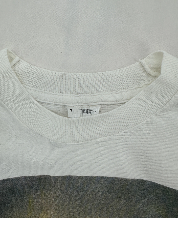 Exile Vintage white cotton t-shirt size S with ribbed crew neckline and interior care tag