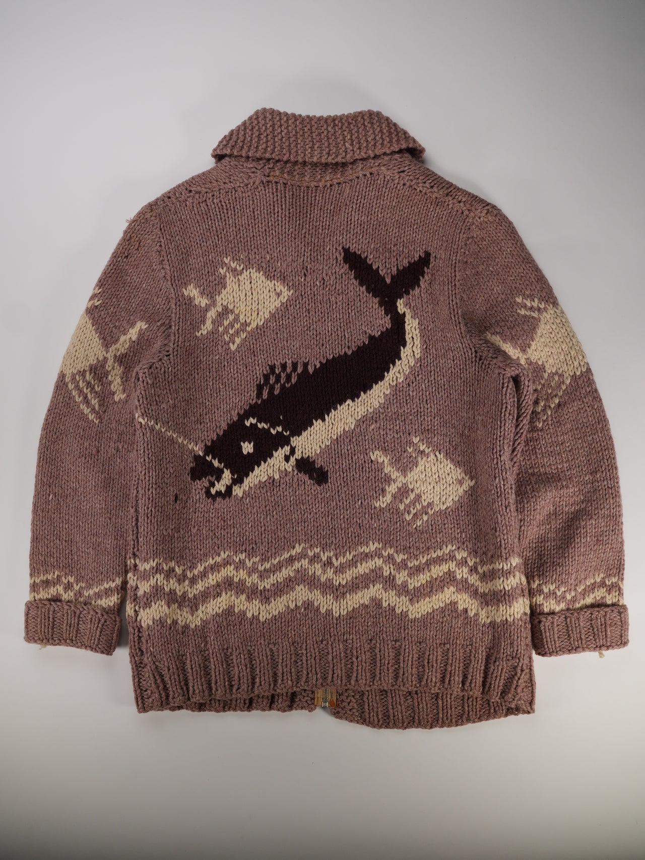 1950s - Hand Knit Fish Pattern Cowichan Sweater
