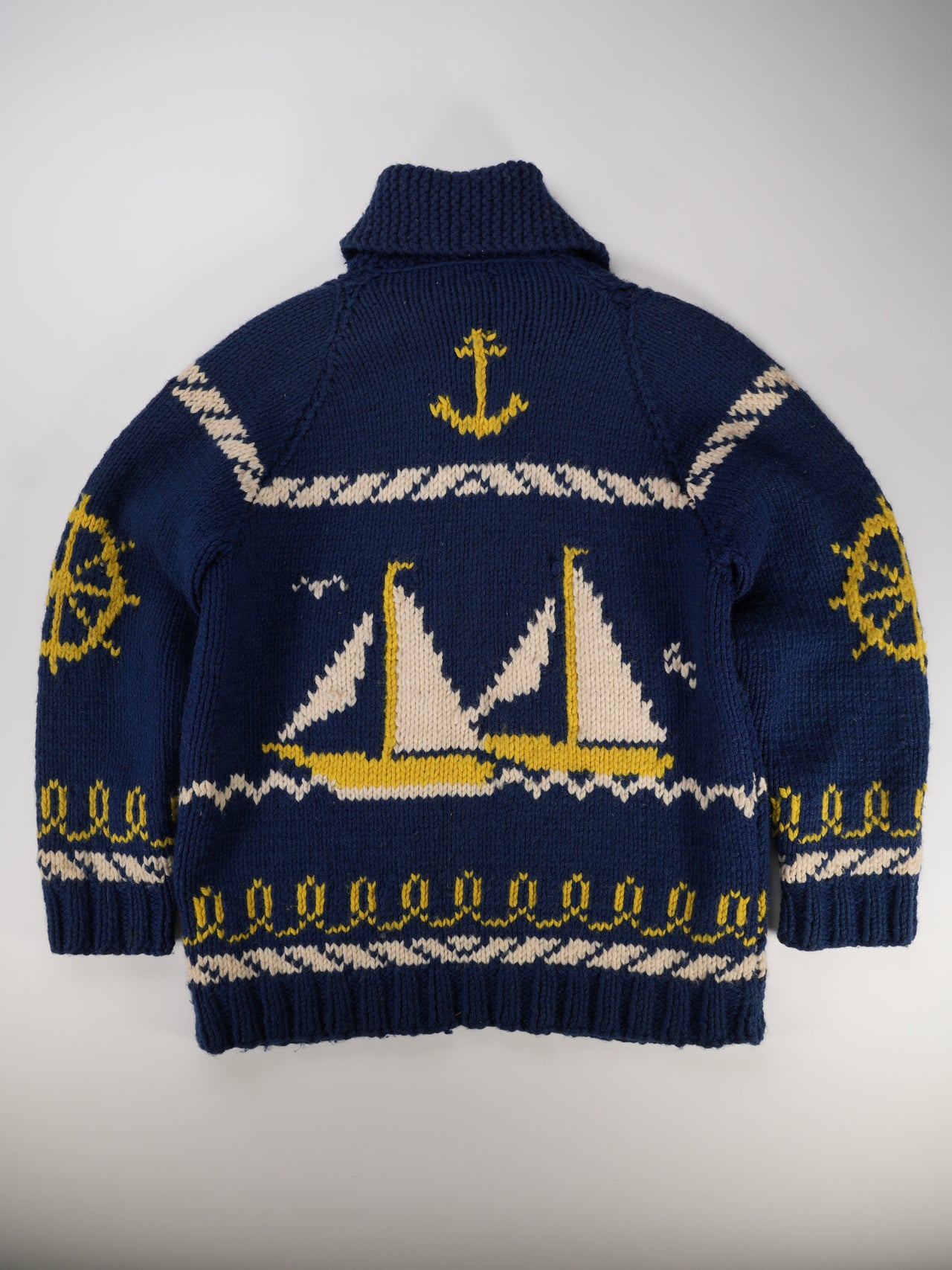 1960s - Hand Knit Nautical Boat Graphic Sweater