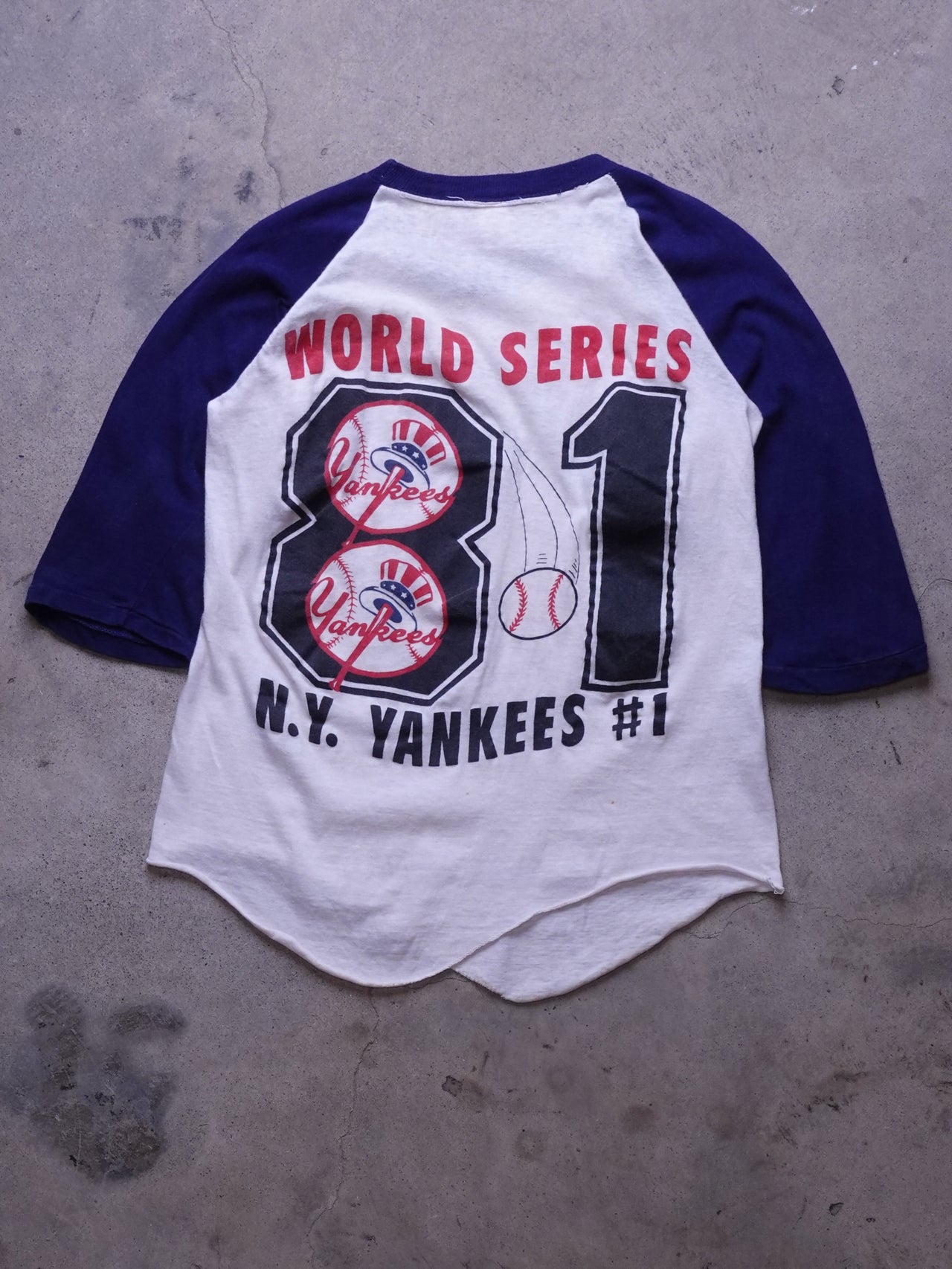 1980s - New York Yankies 3 1/4 Sleeve Baseball T-Shirt