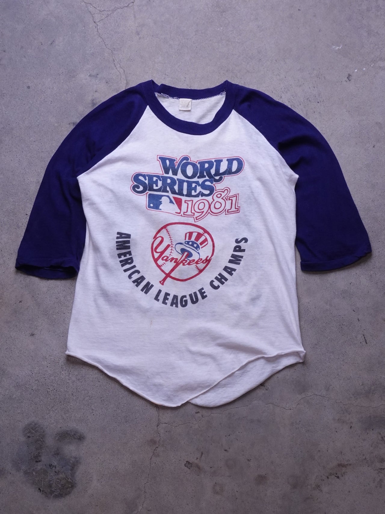 1980s - New York Yankies 3 1/4 Sleeve Baseball T-Shirt
