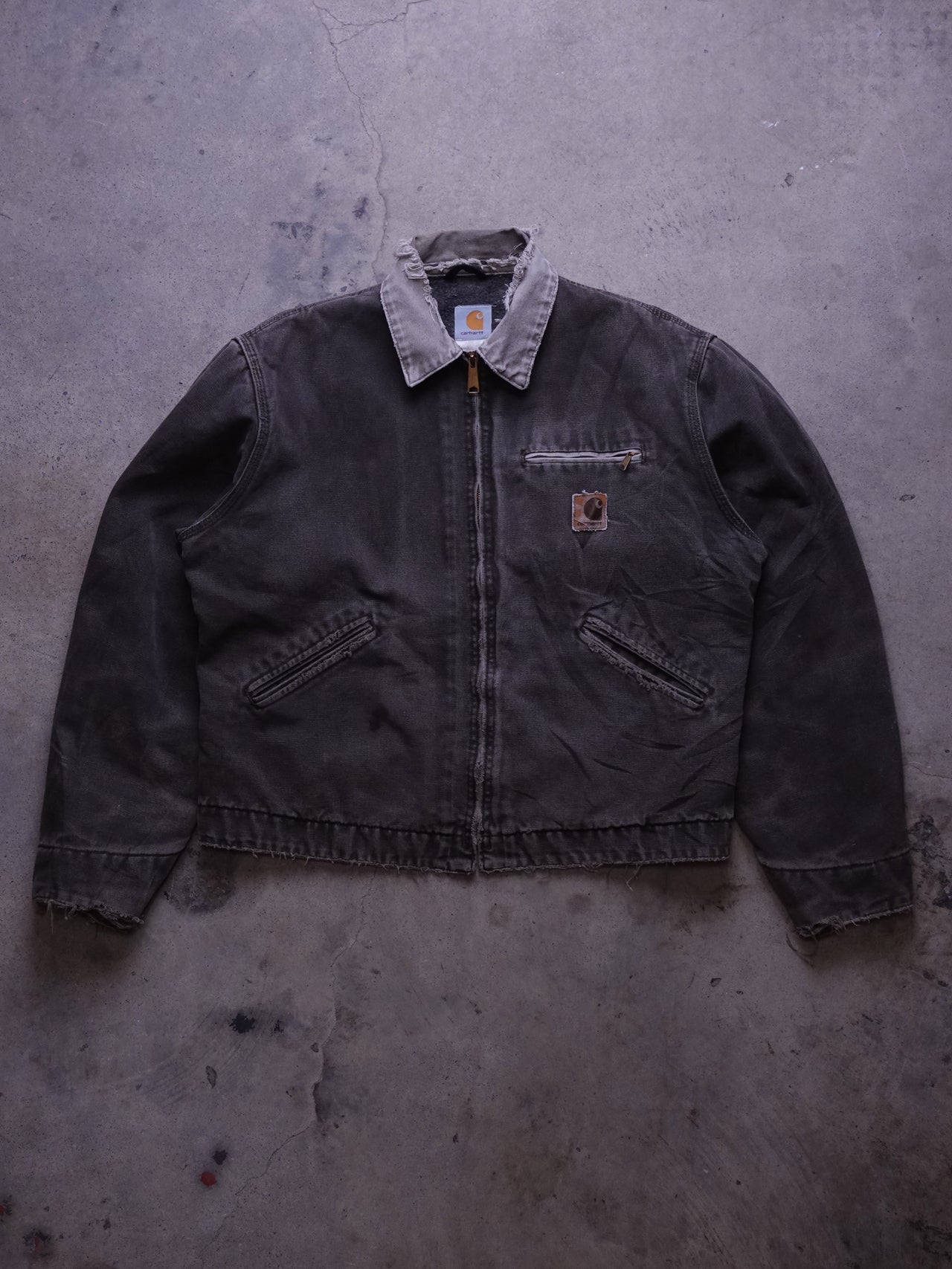 1990s - Carhartt Detroit Brown/Mocha Distressed Duck Canvas Work Jacket