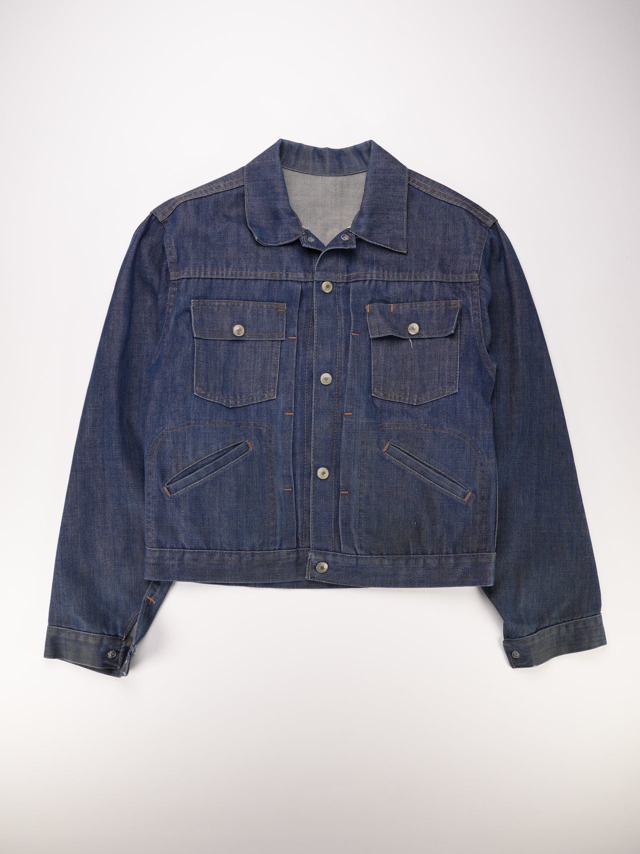 1960S - Pleated J.C. Penny Hand Painted Lake Scene Denim Jacket