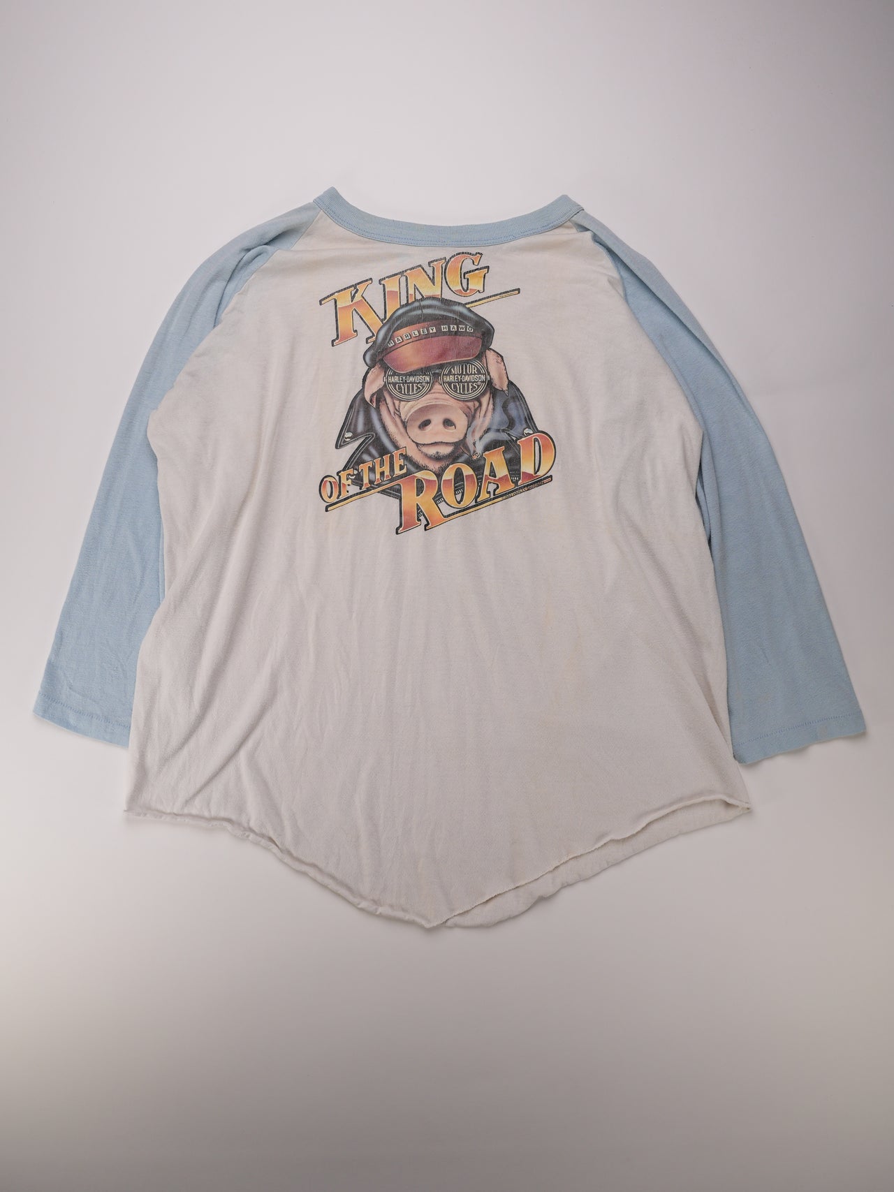1990s - Harley-Davidson King Of The Road Pig Graphic Three-Quarter Sleeve Raglan