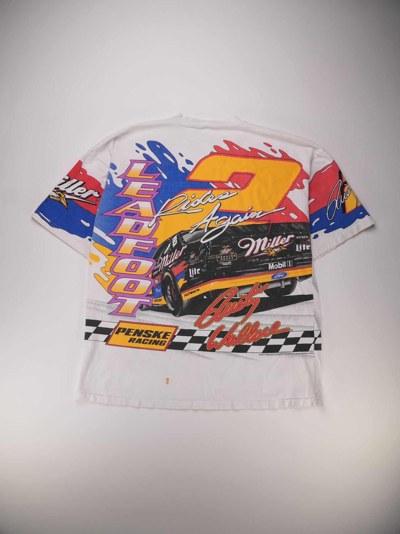 1990s - Rusty Wallace Penske Racing NASCAR Graphic T-Shirt