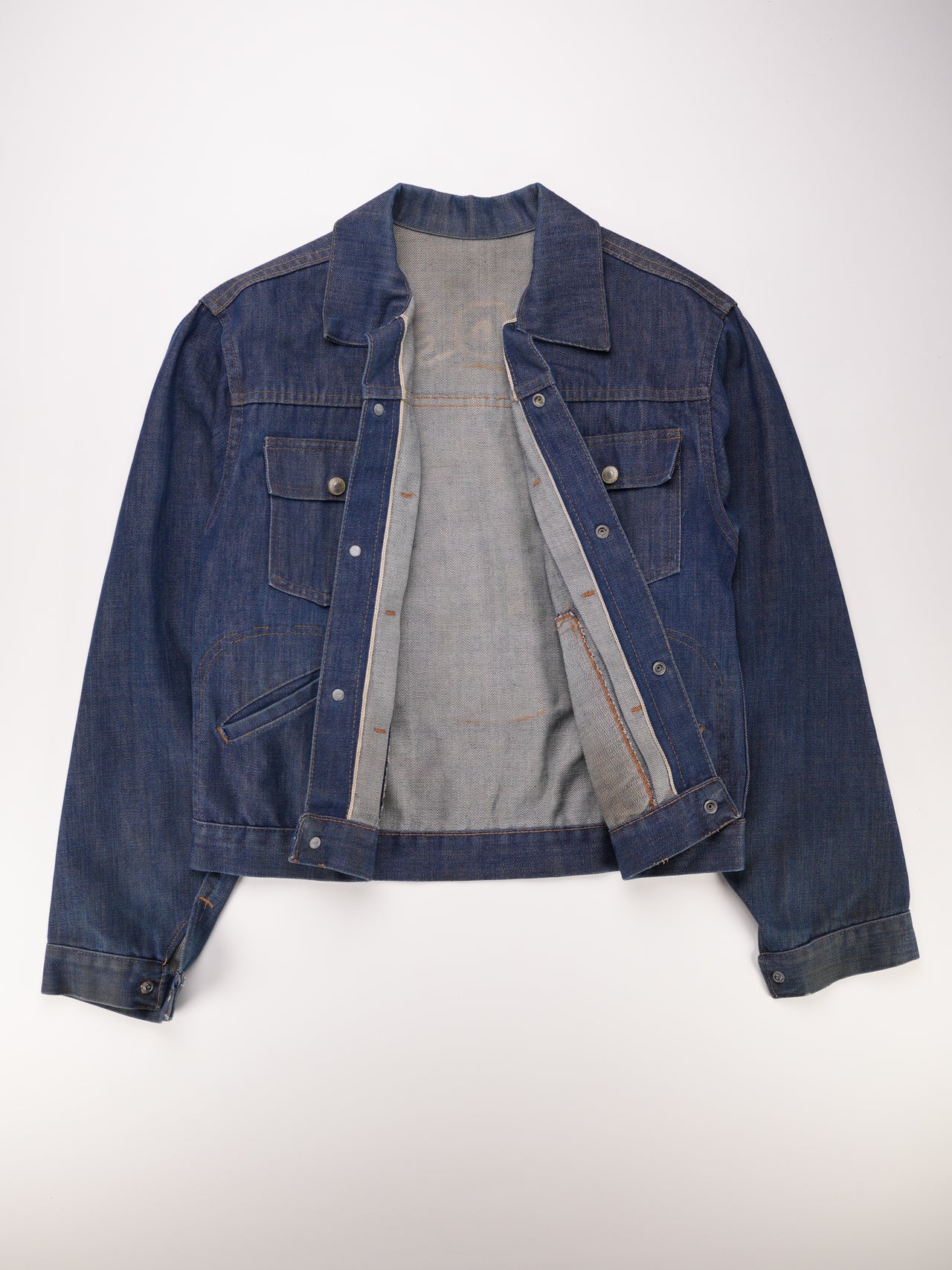 1960S - Pleated J.C. Penny Hand Painted Lake Scene Denim Jacket