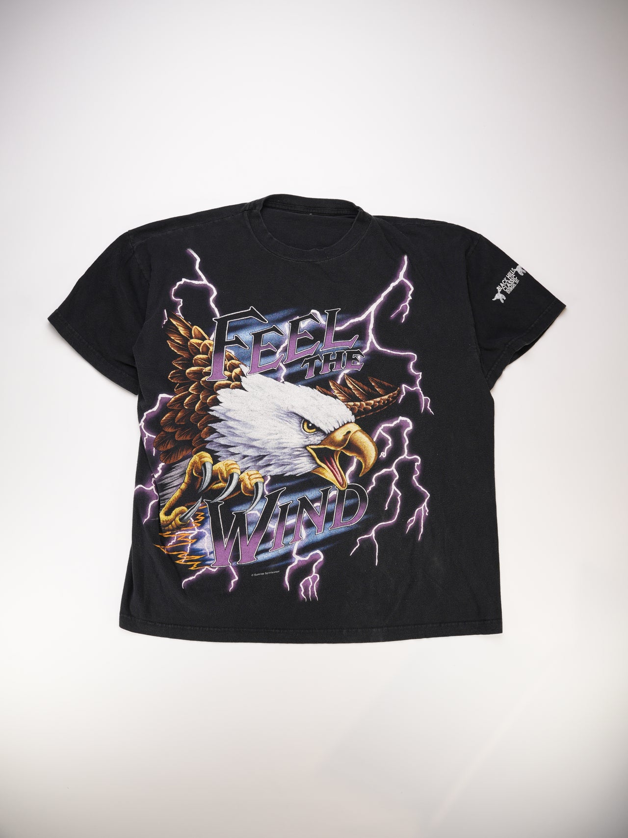 1990s - Sunrise Sportswear Feel The Wind Eagle Lightning Graphic T-Shirt