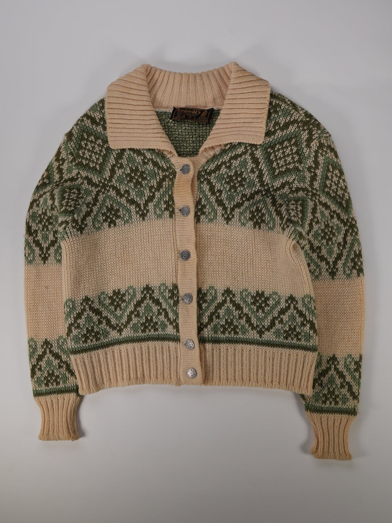 1960s - Nordstrikk Norway Patterned Wool Cardigan Sweater