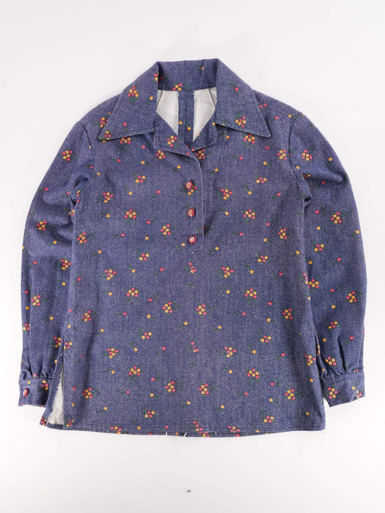 1970s - Floral Print Collared Ladies Blouse