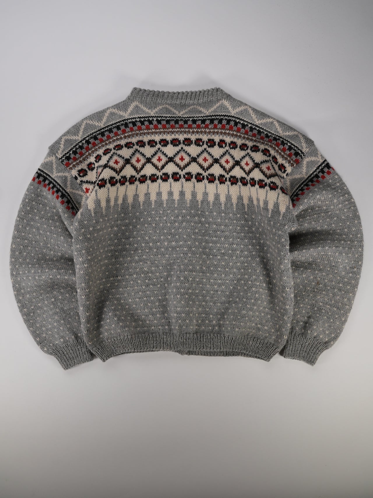 1960s - Hand Knit Snowflake Pattern Sweater