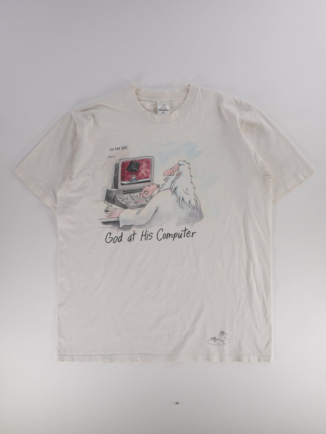1990s - The Far Side God At His Computer T-Shirt